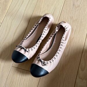 Tory Burch Pink and Black Ballet Flats